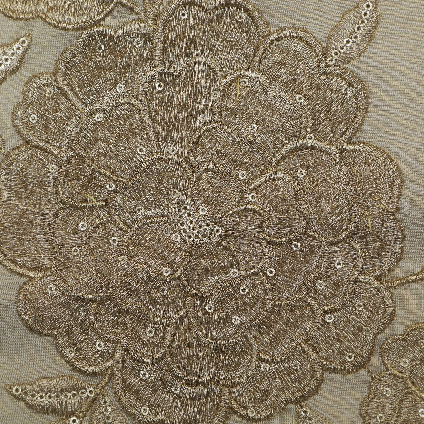 Beige Color Tissue Embroidery Fabric