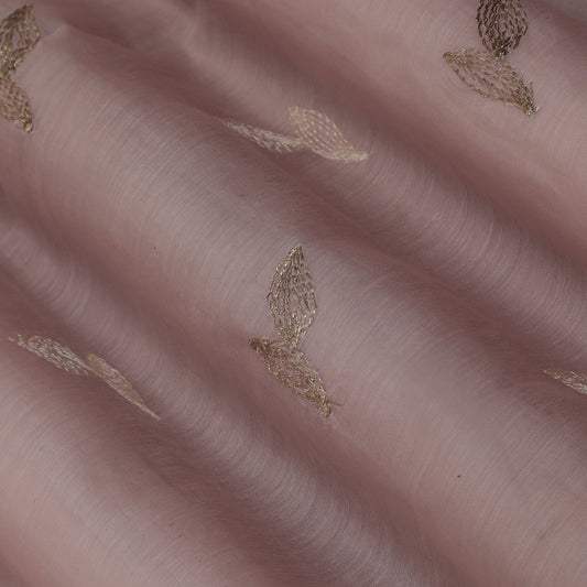 Pink Color Chanderi Booti Fabric