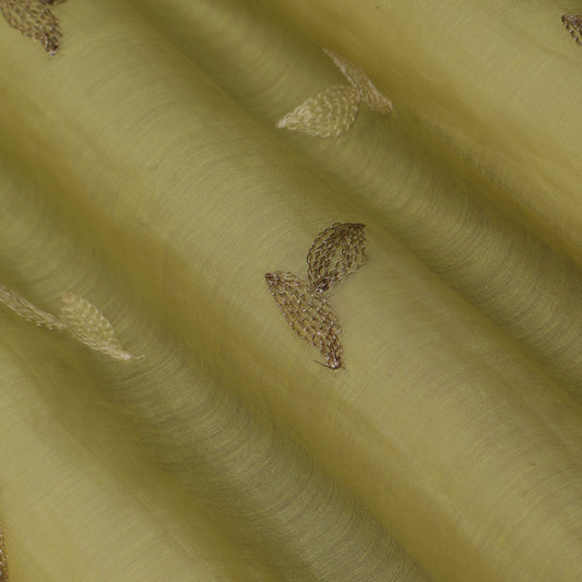 Lemon Color Chanderi Booti Fabric