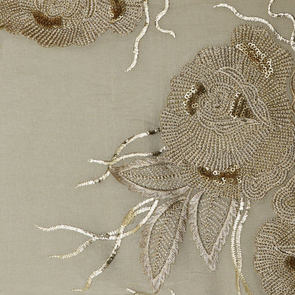 Beige Color Tissue Embroidery Fabric