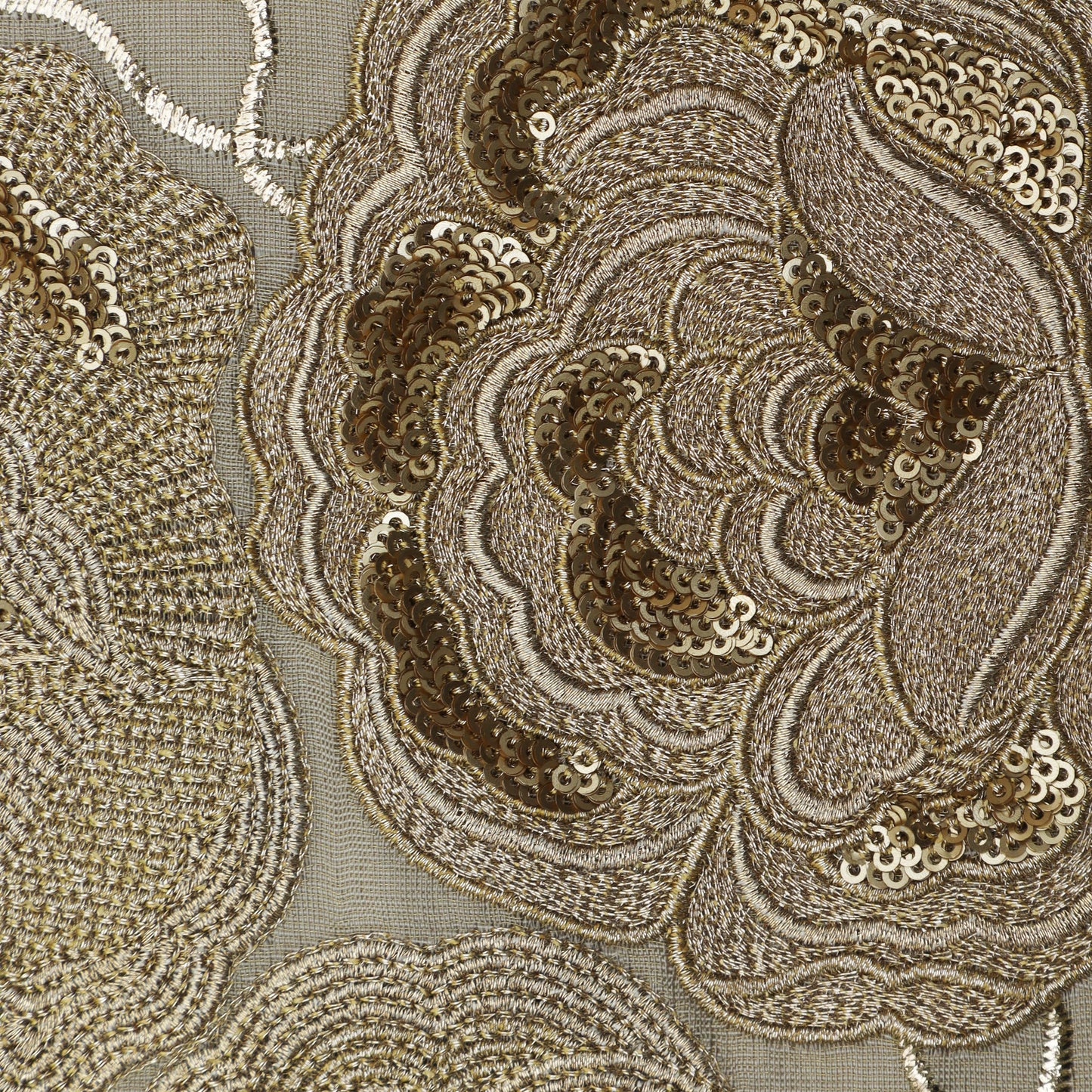 Beige Color Tissue Embroidery Fabric