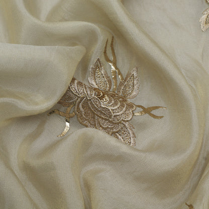 Beige Color Tissue Embroidery Fabric