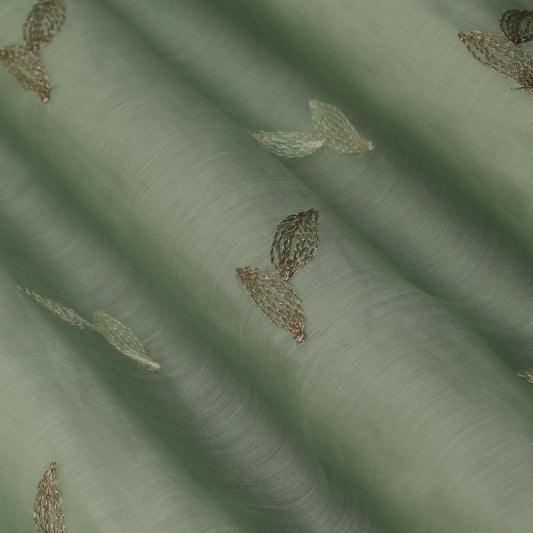 Green Color Chanderi Booti Fabric
