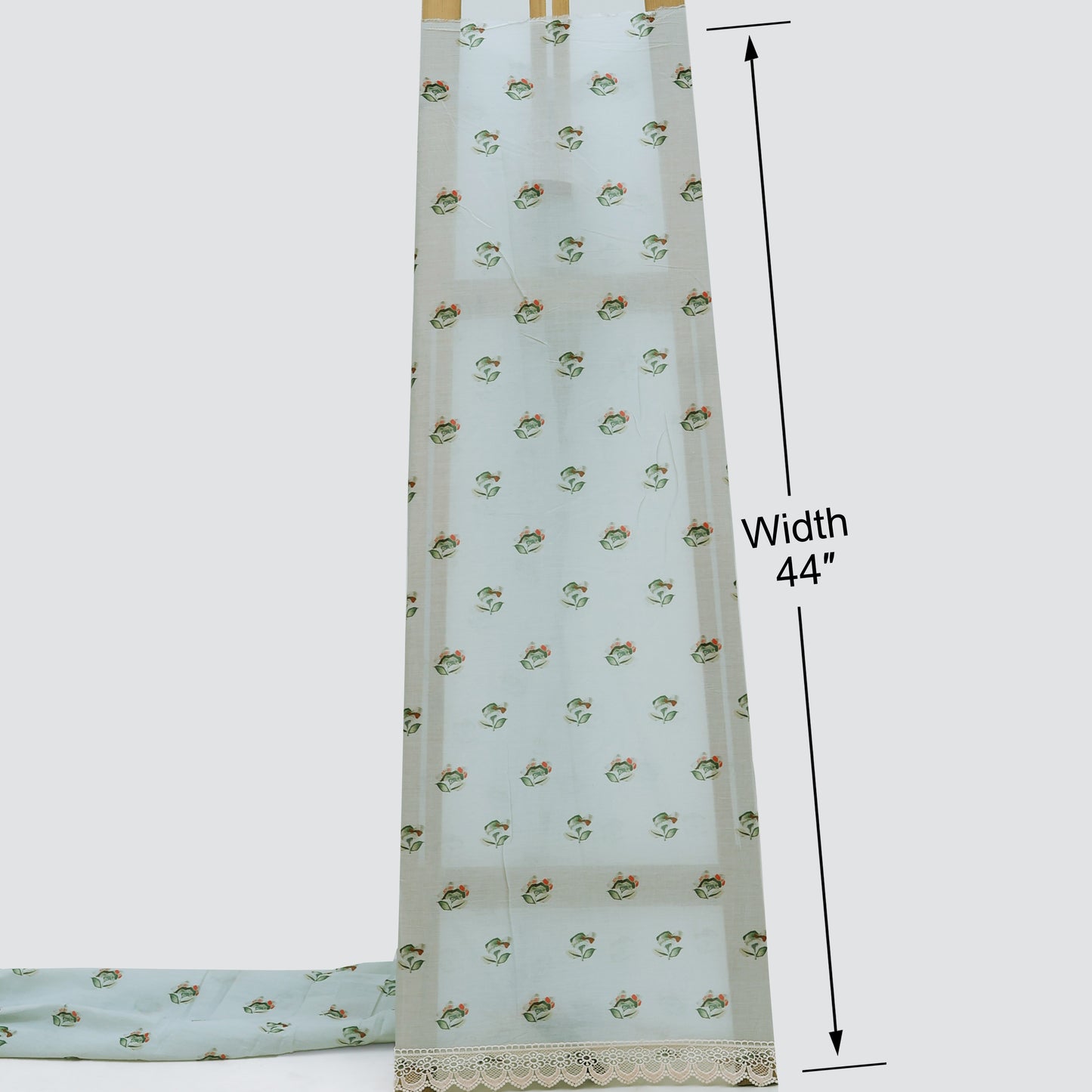 Sky Blue Color Cotton Printed Border Embroidery Fabric