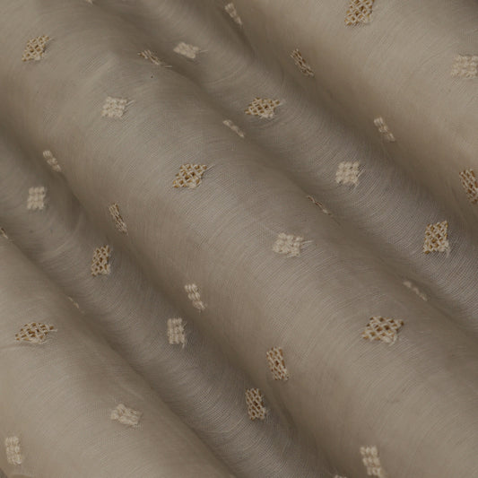 Off White Color Chanderi Embroidery Fabric