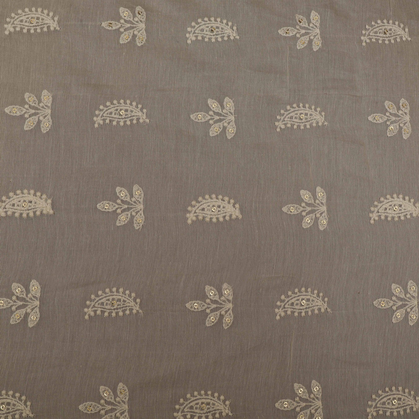 Off White Color Chanderi Embroidery Fabric