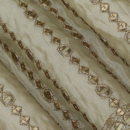 Beige Color Tissue Embroidery Fabric