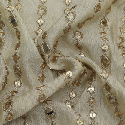 Beige Color Tissue Embroidery Fabric