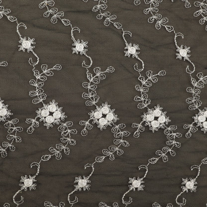 Black Color Net Embroidery Fabric