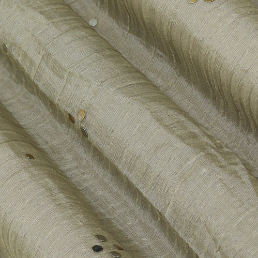 Beige Color Tissue Crush Mukesh Fabric