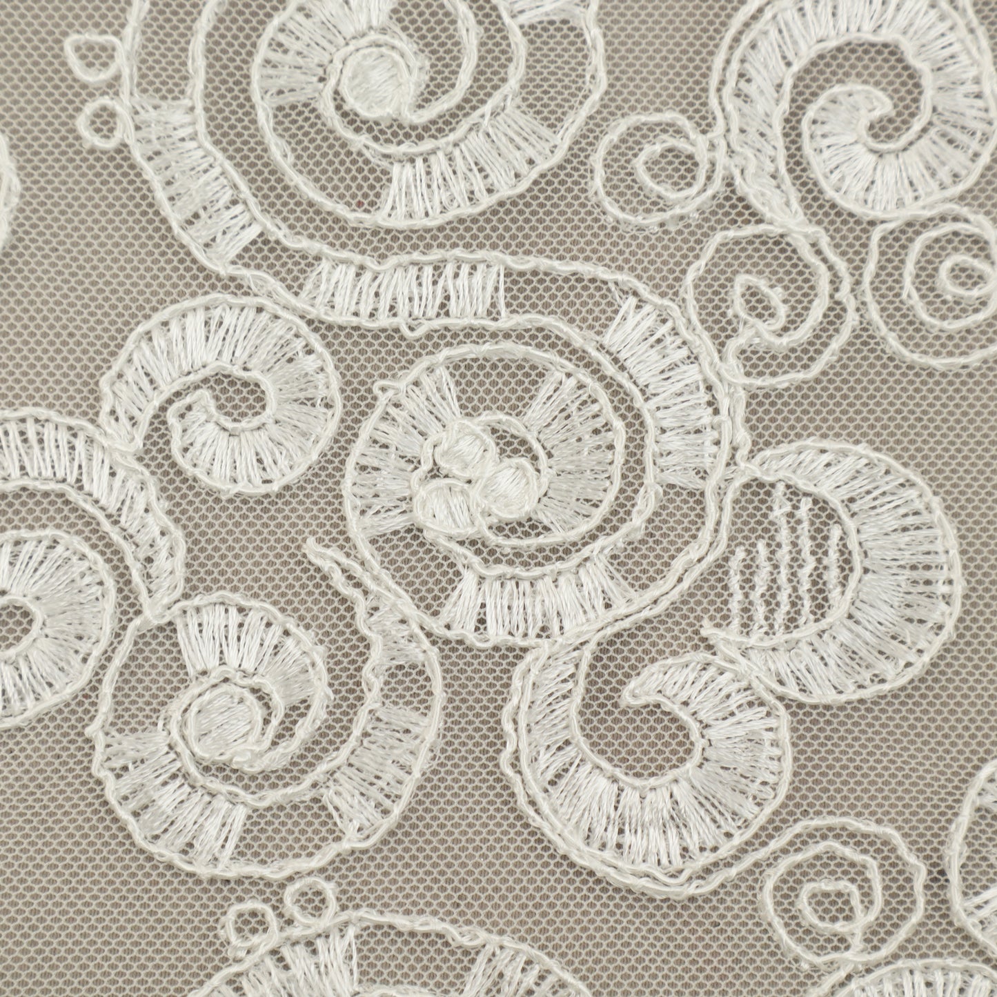 White Color Net Embroidery Fabric