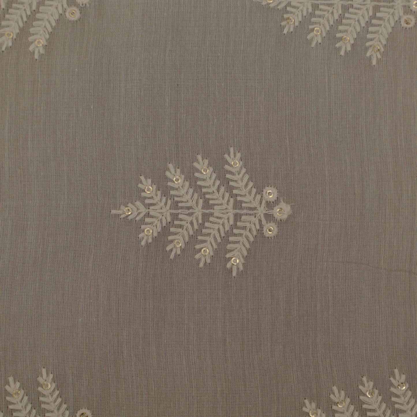 Off White Color Chanderi Embroidery Fabric