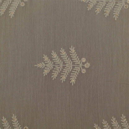 Off White Color Chanderi Embroidery Fabric