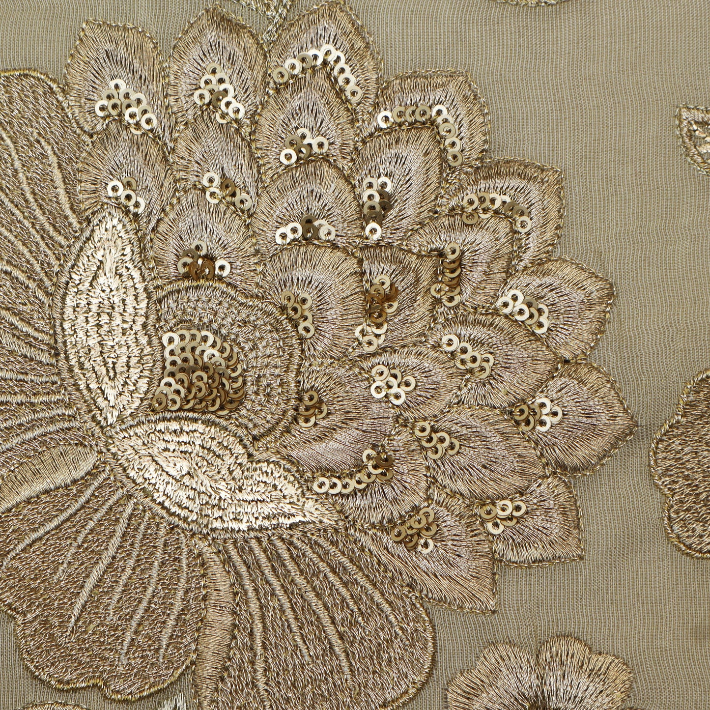 Beige Color Tissue Embroidery Fabric