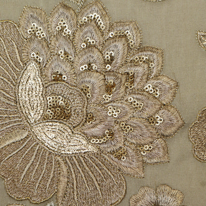 Beige Color Tissue Embroidery Fabric