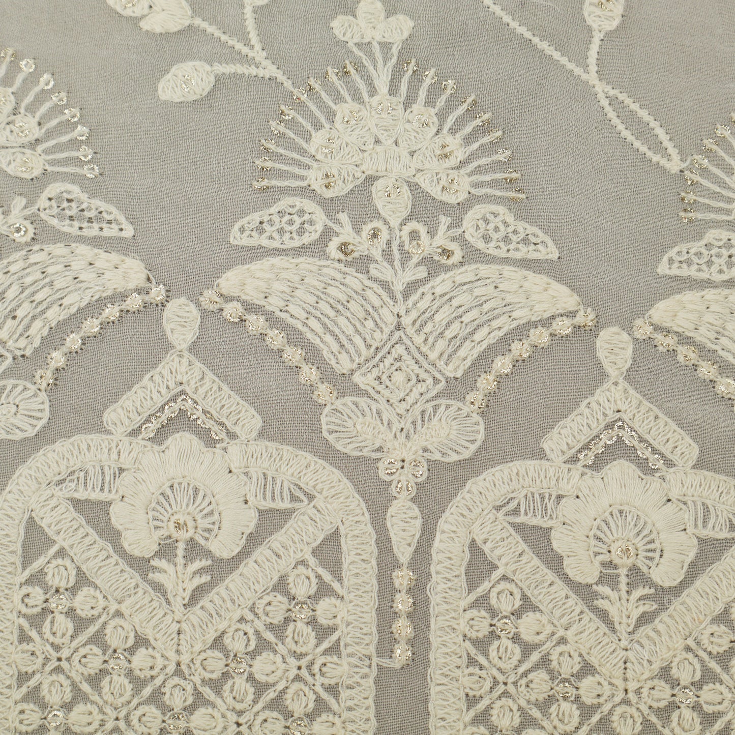 White Color Georgette Embroidery Fabric