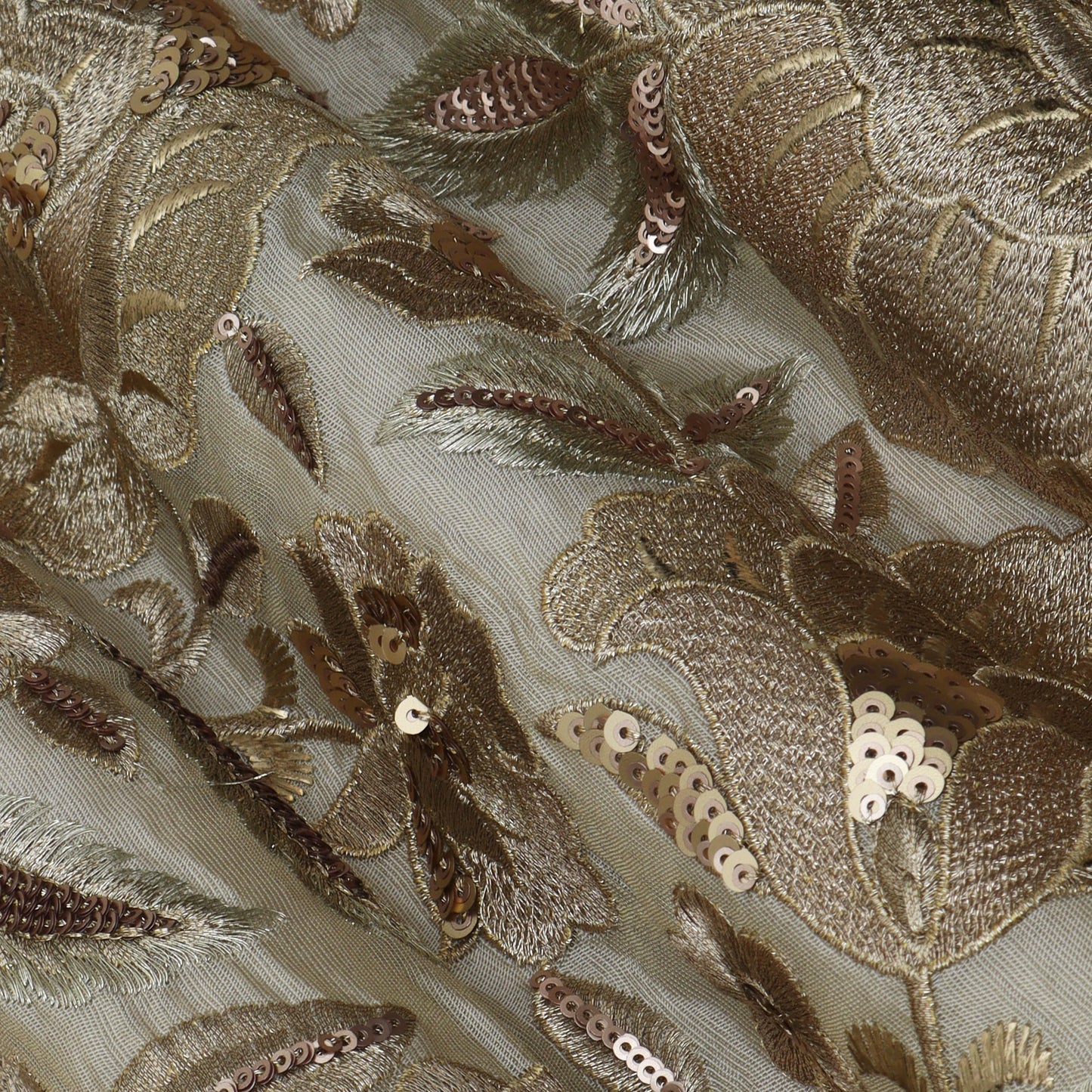 Beige Color Tissue Embroidery Fabric