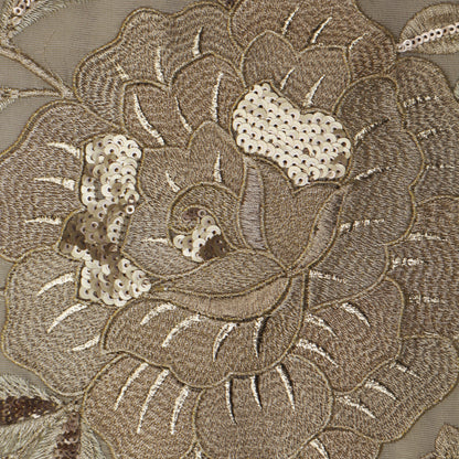 Beige Color Tissue Embroidery Fabric