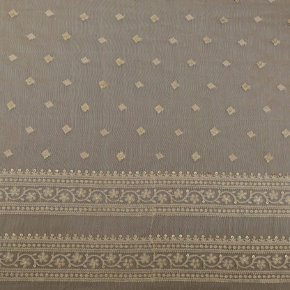 Off White Color Chanderi Embroidery Fabric