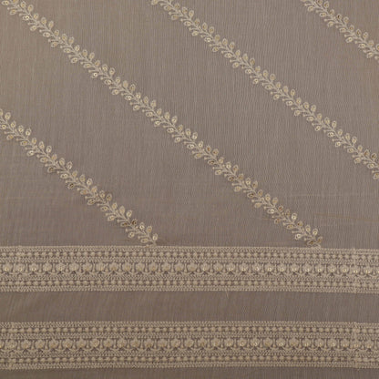 Off White Color Chanderi Embroidery Fabric