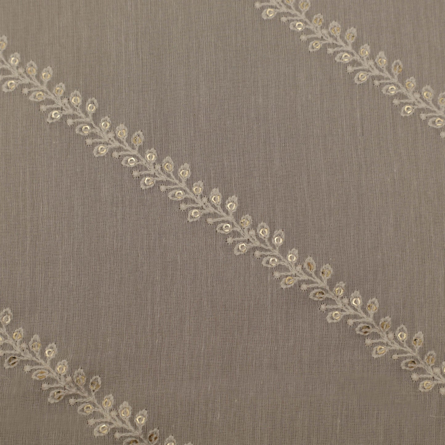 Off White Color Chanderi Embroidery Fabric