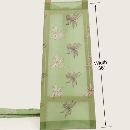 Light Green Cotton Printed Dupatta