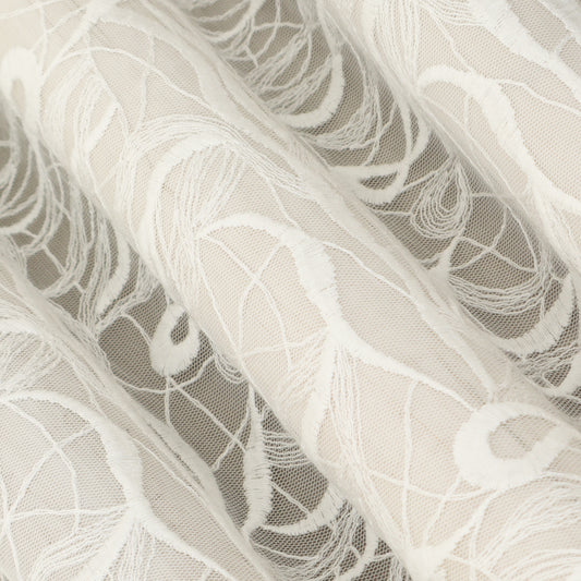 White Color Net Embroidery Fabric