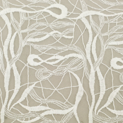 White Color Net Embroidery Fabric