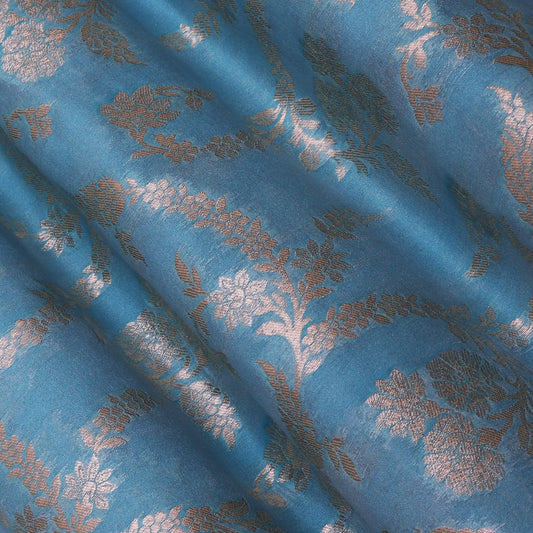 Sky Blue Color Brocade Fabric