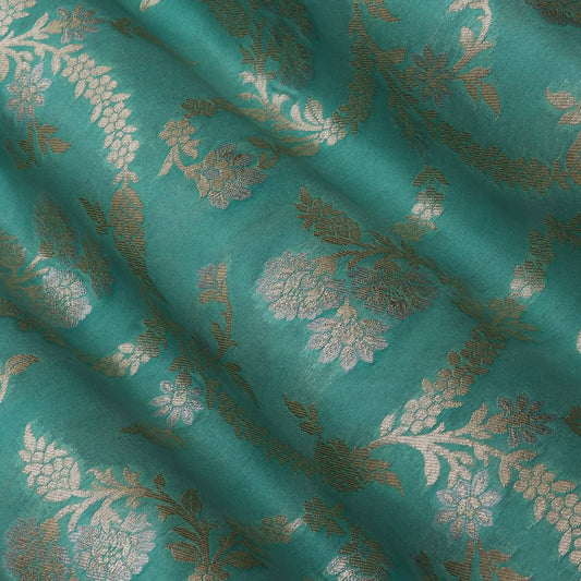 Rama Green Color Brocade Fabric