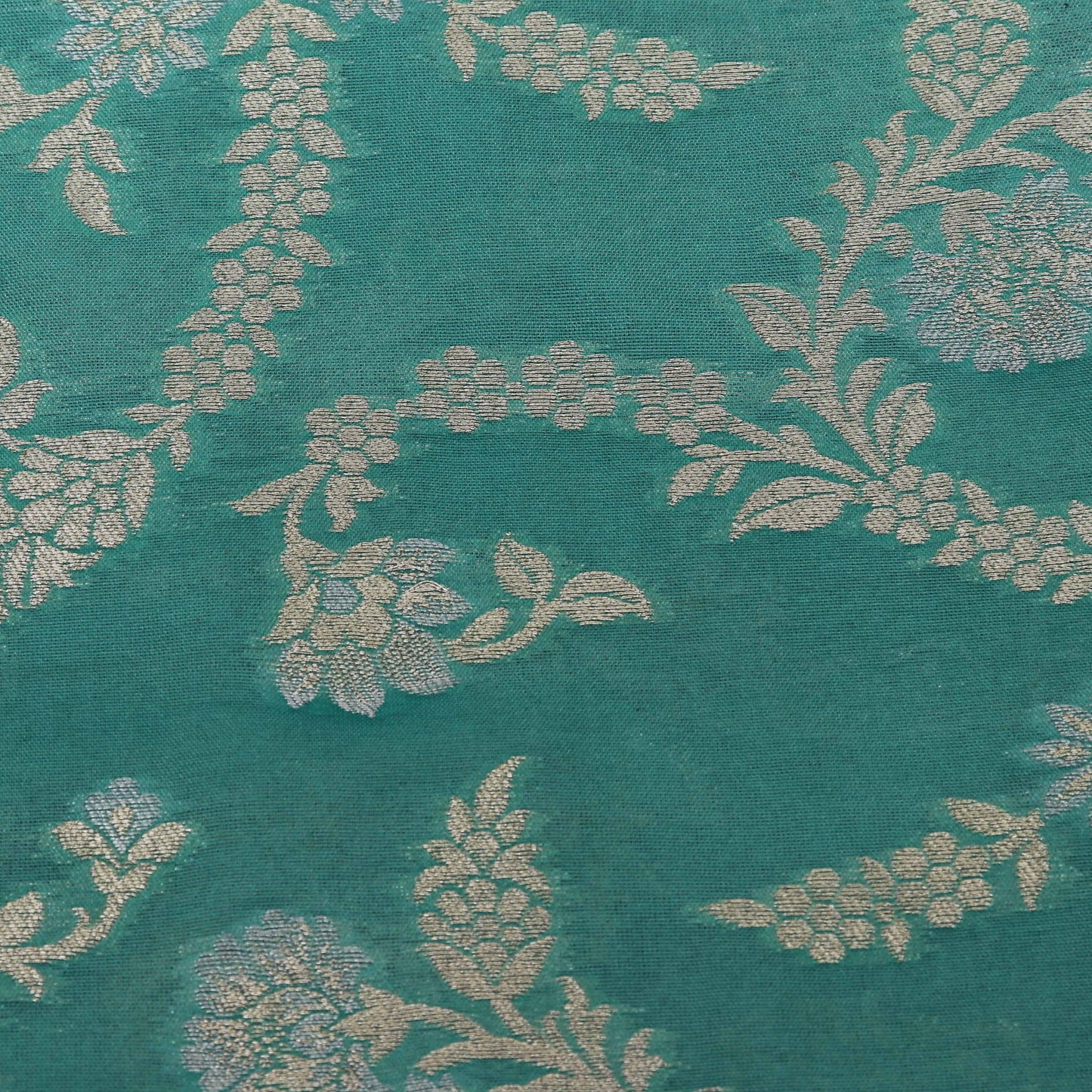 Rama Green Color Brocade Fabric