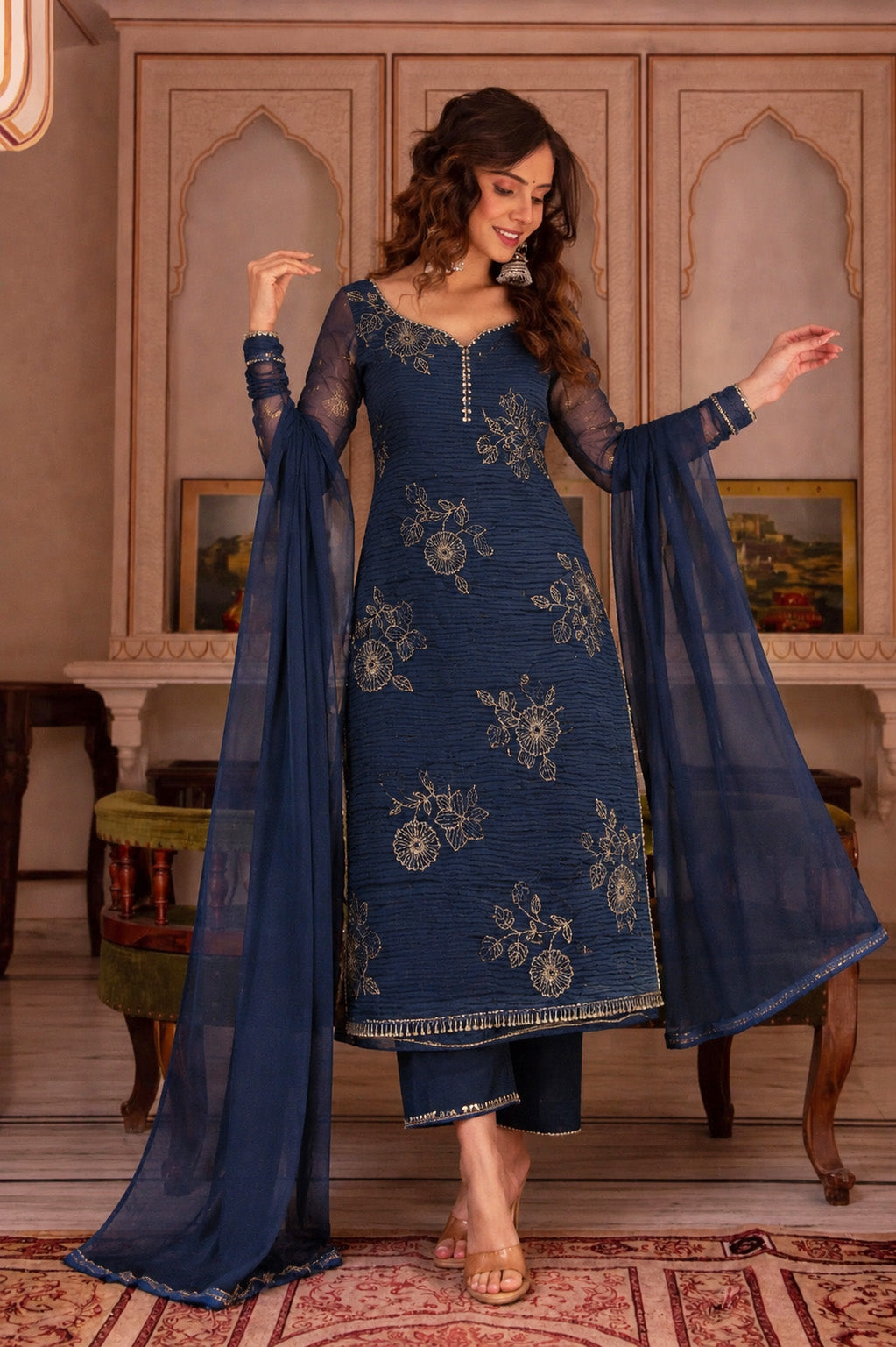 Chanderi Embroidery Fabric