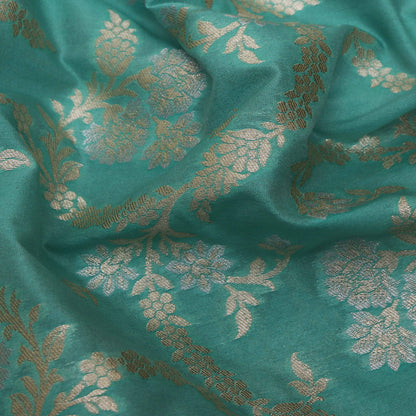 Rama Green Color Brocade Fabric