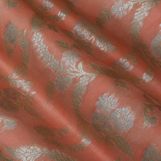 Peach Color Brocade Fabric