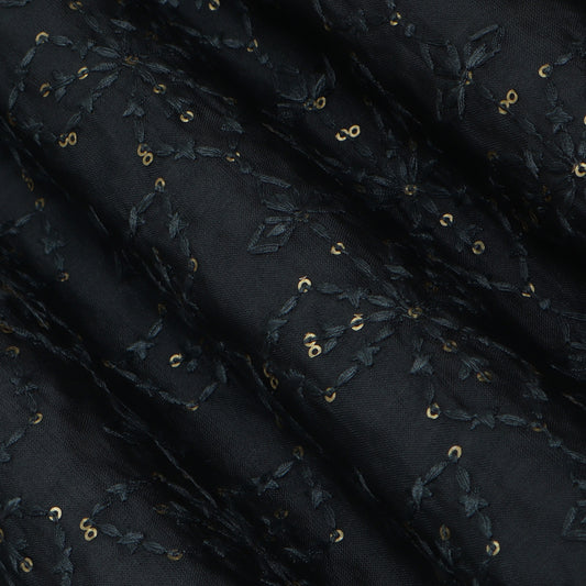 Grey Color Chanderi Embroidery Fabric