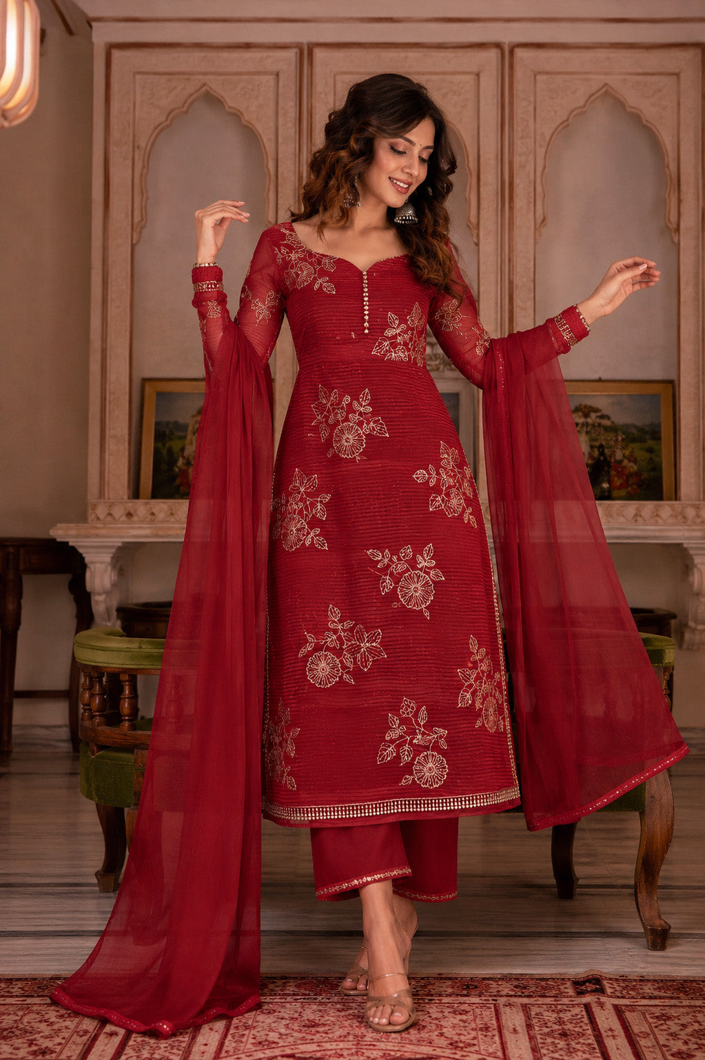Chanderi Embroidery Fabric
