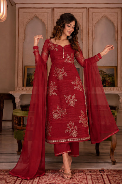 Chanderi Embroidery Fabric