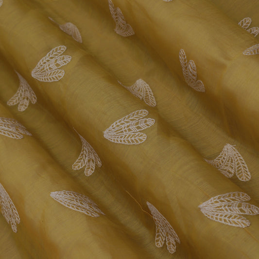 Yellow Color  Chanderi Booti Fabric