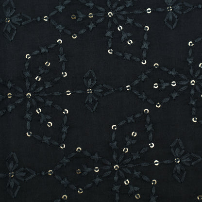 Grey Color Chanderi Embroidery Fabric