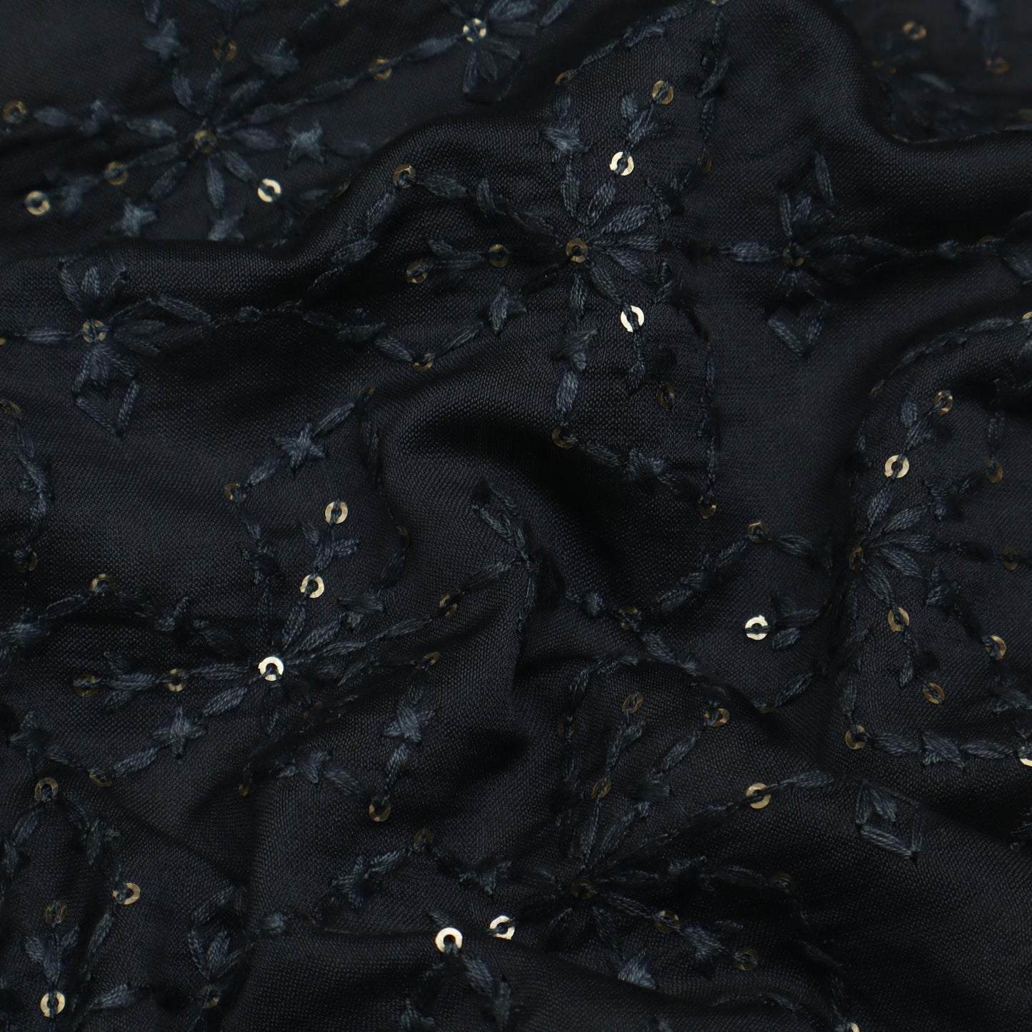 Grey Color Chanderi Embroidery Fabric