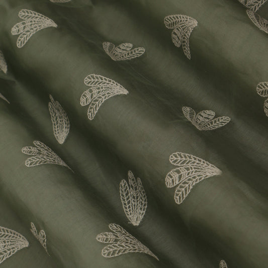 Sea Green Color Chanderi Booti Fabric