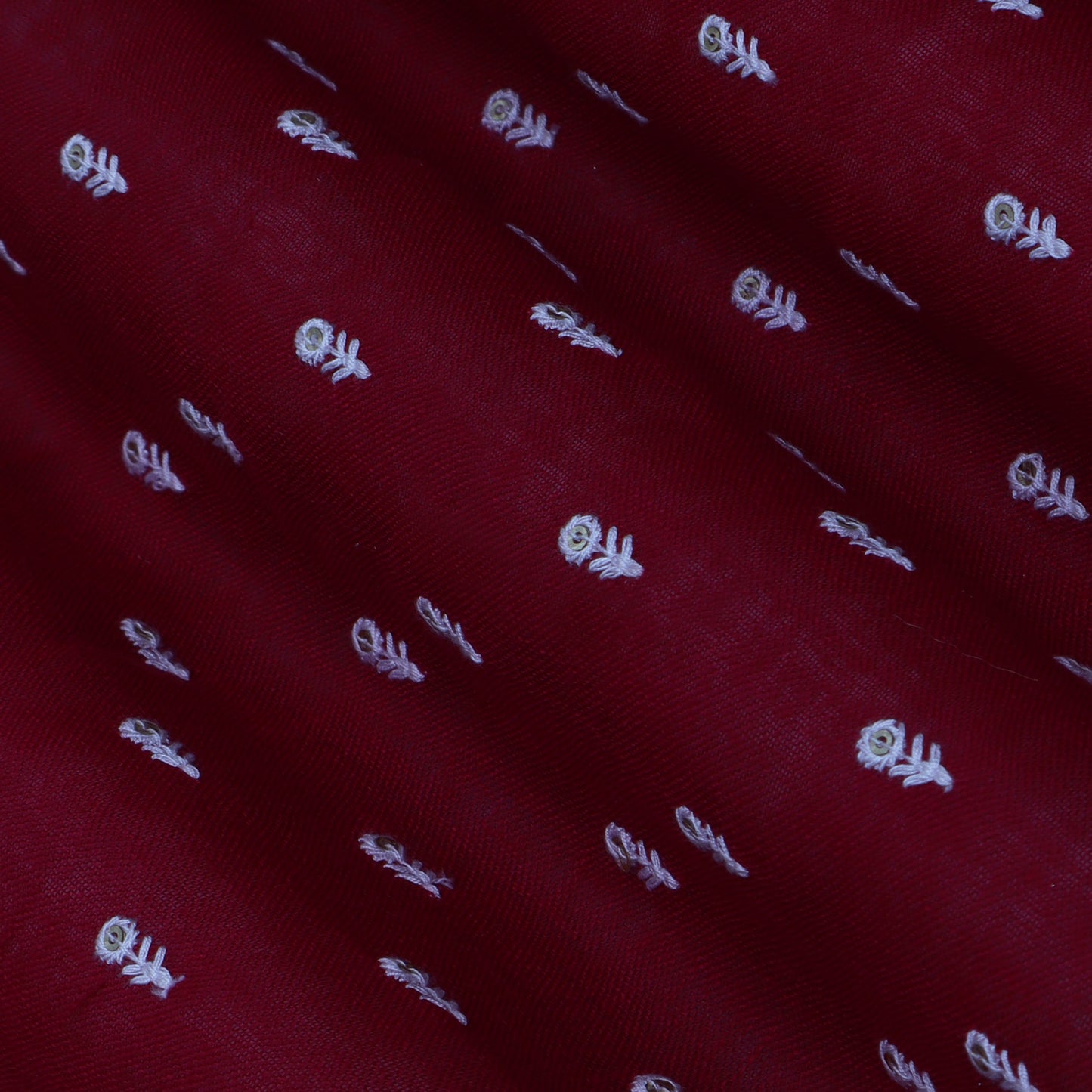 Magenta Color Linen Booti Fabric