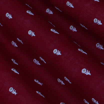 Magenta Color Linen Booti Fabric