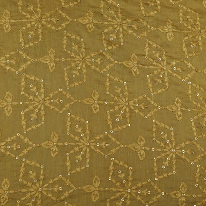 Mustard Color Chanderi Embroidery Fabric