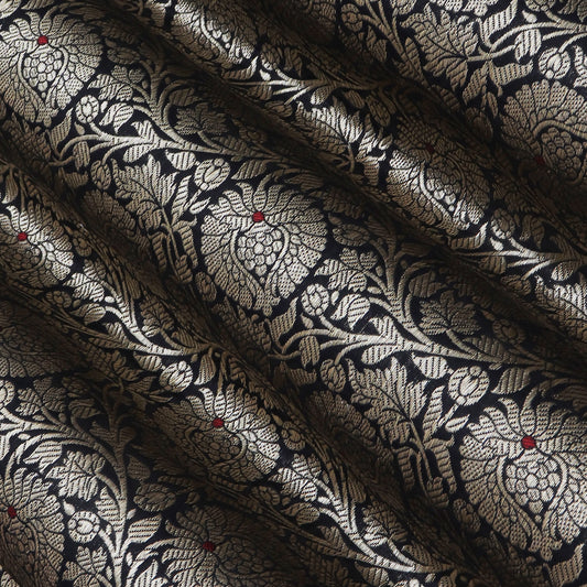 Black Color Katan  Brocade Fabric