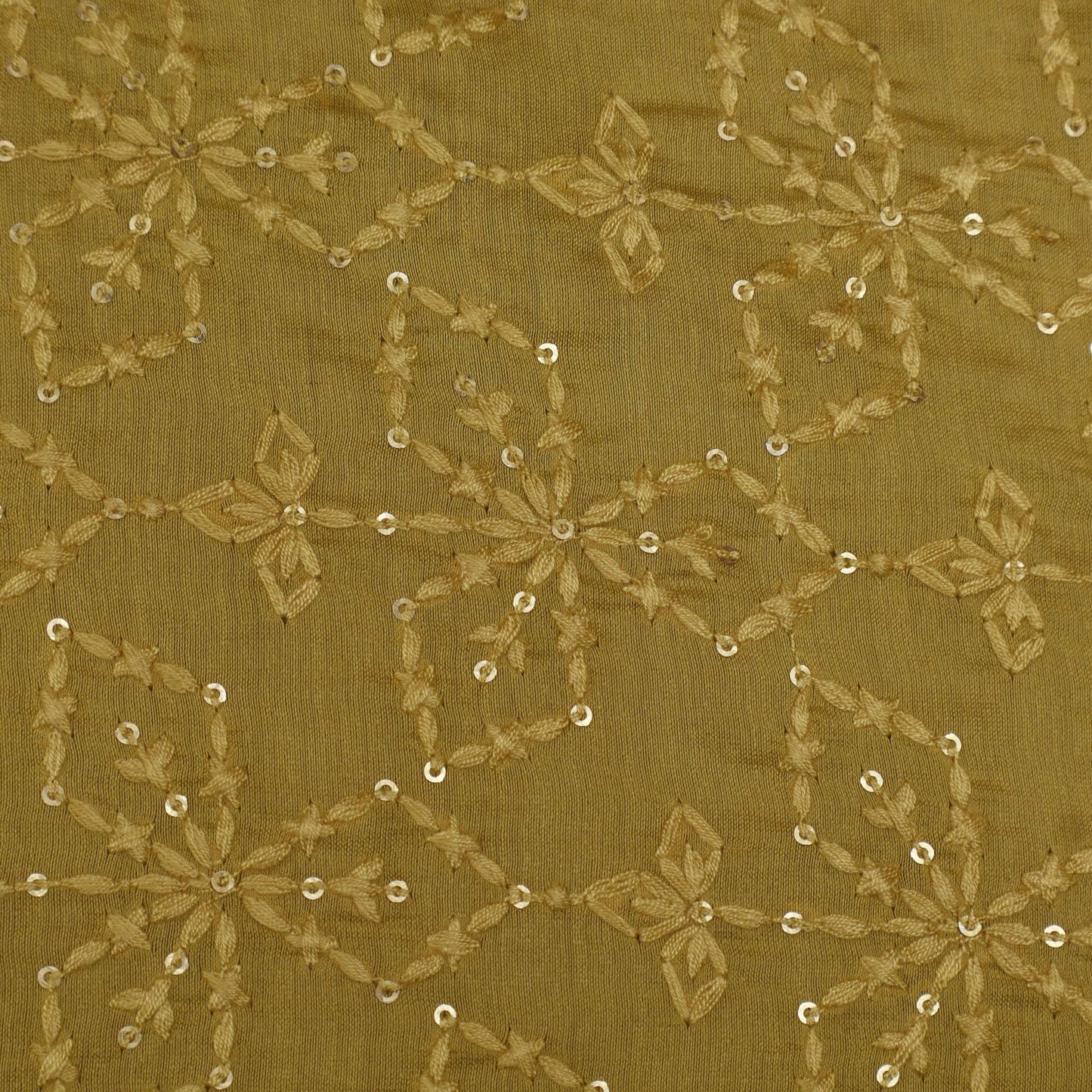 Mustard Color Chanderi Embroidery Fabric