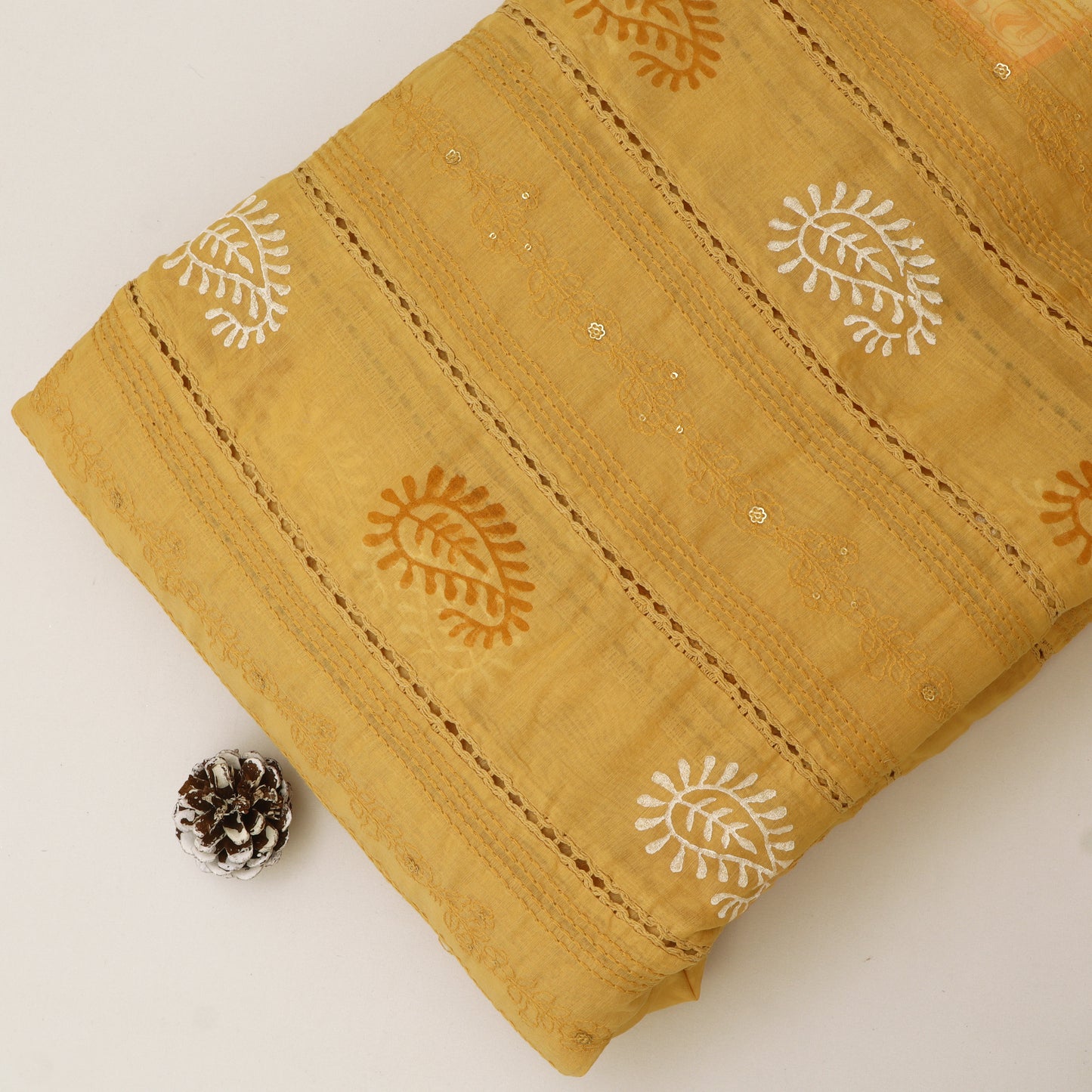 Mul Chanderi Embroidery Fabric