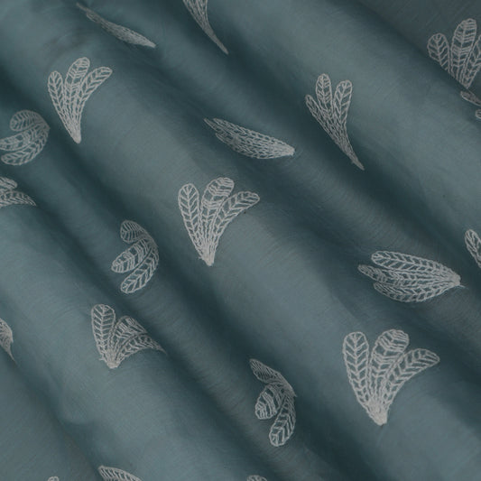 Grey Color Chanderi Booti Fabric