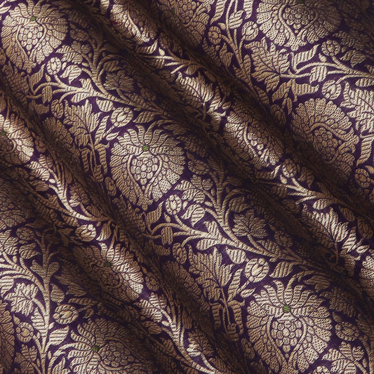 Purple Color Katan  Brocade Fabric