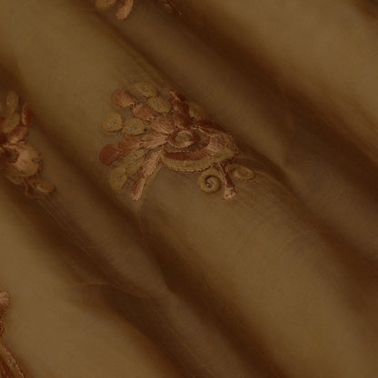 Mustard Color Chanderi Embroidery Fabric